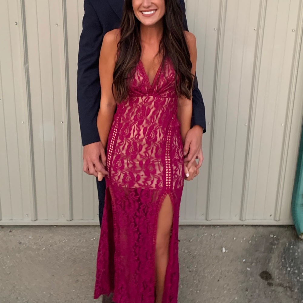 Luxxel Pink Maxi Lace Dress